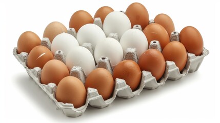 Carton of fresh brown and white eggs  - Powered by Adobe