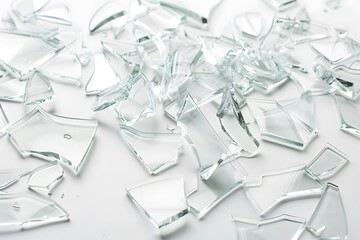Background of fragments of transparent glass, top view.