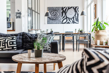 Elegant and modern interior living room spaces with chic decor. Interior design composition.