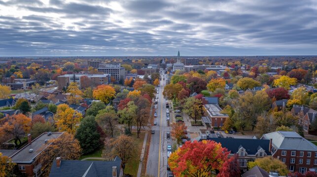 Stunning Aerial View of Shutdown East Lansing, Michigan by Drone 
