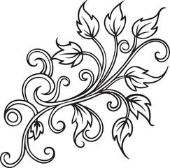Decorative floral element with swirls. illustration