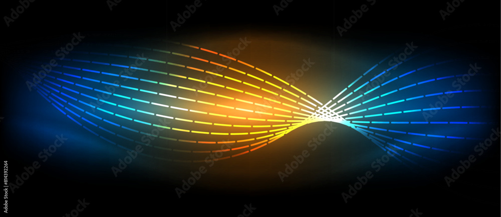 Poster an electric blue wave with automotive lighting patterns brightens up the dark sky, creating a mesmer