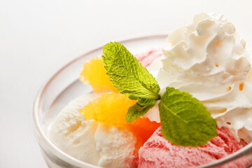 ice cream with orange and mint