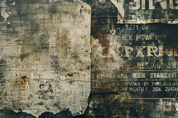 Obraz premium Weathered grunge texture with old billboards and faded letters.