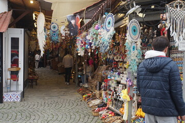 View local market and visitors at Sirince village market