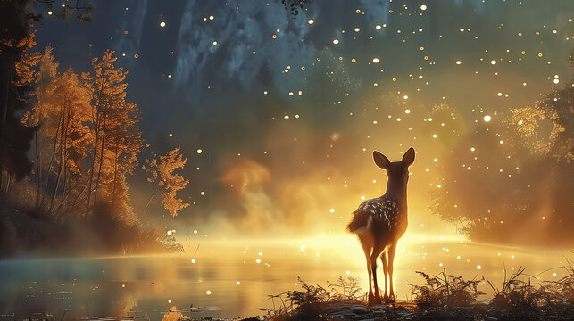 deer standing middle lake top album trance looks store tula streaming evergreen forest