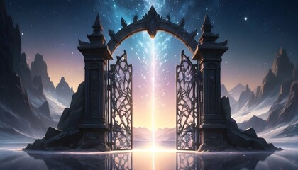 A gate made of pure crystal reflecting the light