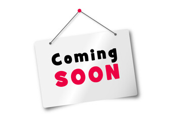 Vector Illustration Red Banner coming soon With megaphone. Web Element