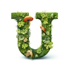 letter U made of green flowers