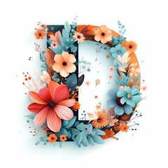 Letter D with spring-themed floral 