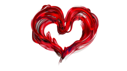 red heart on white background made from light trails.