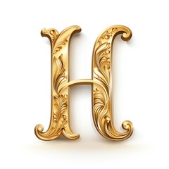 Ornate golden letter H 
