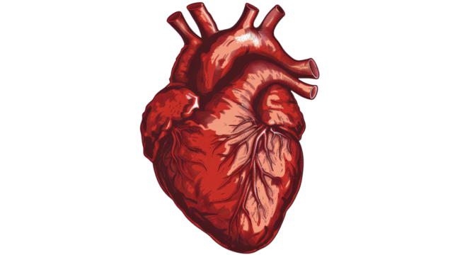 human heart on a white background. Cardiology and health concept.