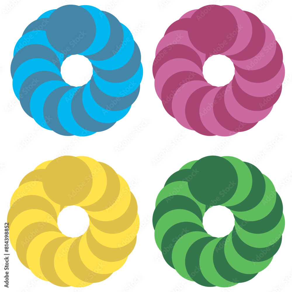 Poster shape with overlapping circles motif. geometric intersecting circles, rings abstract icon. discrete 