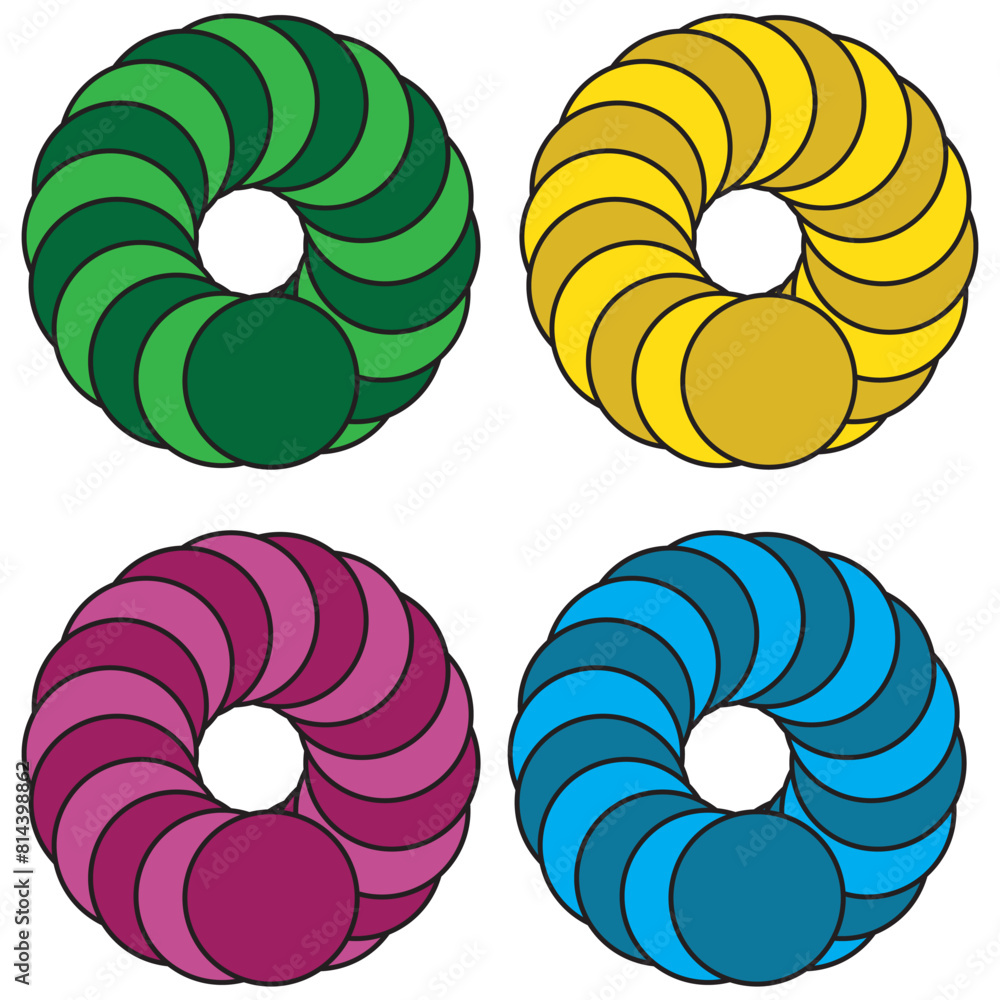 Poster shape with overlapping circles motif. geometric intersecting circles, rings abstract icon. discrete 