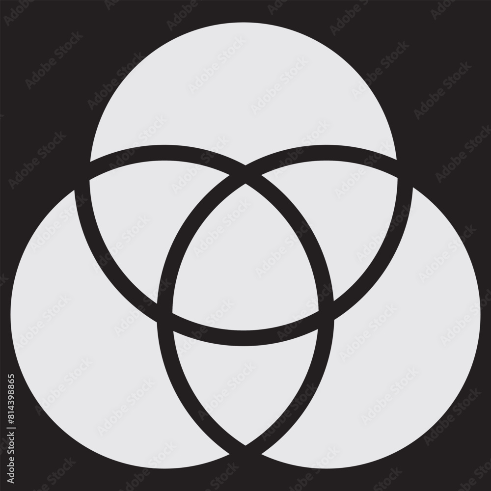 Poster shape with overlapping circles motif. geometric intersecting circles, rings abstract icon. discrete 