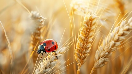 A ladybug on a stalk of wheat.

 - Powered by Adobe