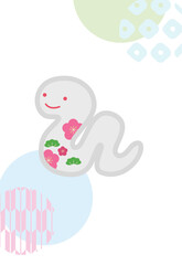 ポップで可愛い2025年巳年の年賀状