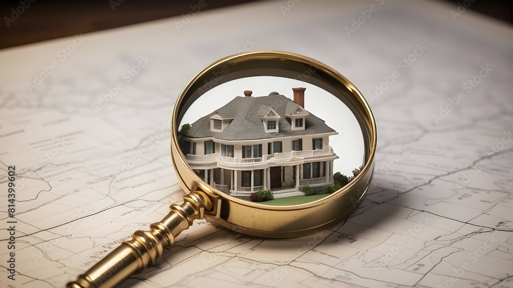 Poster the loupe represents a concentrated search for the ideal real estate asset to purchase and invest in