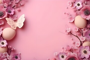 Pink Background with Top View Babys Breath Flowers
