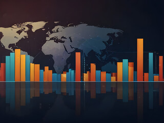 Global business success growth level up network graph illustration