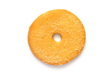 Round biscuits with a hole on a white background. Cookies isolated on a white background.