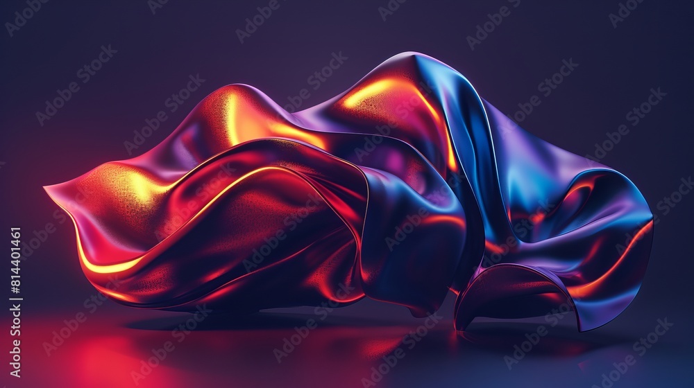 Wall mural a high-resolution, sharp image of a 3d modern-style amorphous shape bending and bleeding off in all 