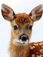 Captivating Young Deer Gazes with Curious Expression in Natural Environment