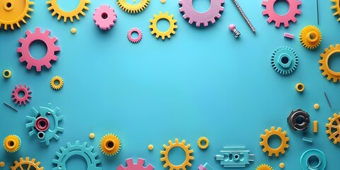 Fototapeta premium Colorful Mechanical Gears and Cogs for DIY Assembly Kits