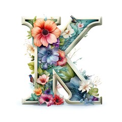Letter K , Alphabet in flowers