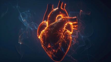 Heartbeat of Life on Dark Background Generative AI
