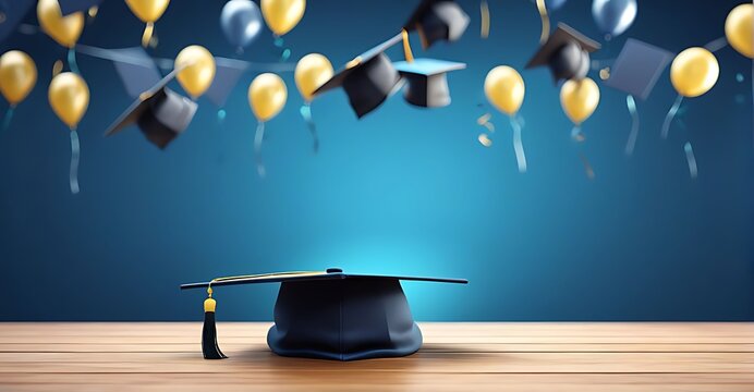 graduation party invitation template with festive background, blank space for text, Graduation cap, mock-up design 