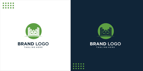Luxury building logo with circle, design inspiration, vector