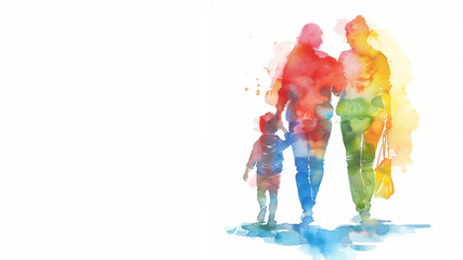Obraz premium rainbow watercolor of a couple women walking holding a child