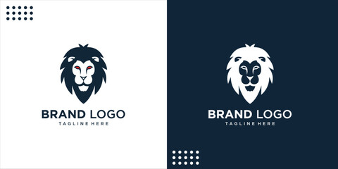 Creative lion logo with red eyes, design inspiration, vector