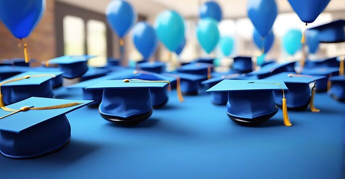 graduation party invitation template with festive background, blank space for text, Graduation cap, mock-up design 