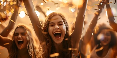Teenagers celebrating with lively partying and youthful exuberance. Concept Youthful Celebrations, Teenage Fun, Lively Party, Festive Vibes, Exciting Gatherings