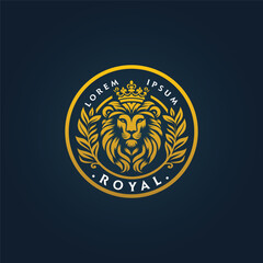 Royal lion logo, lion emblem logo template