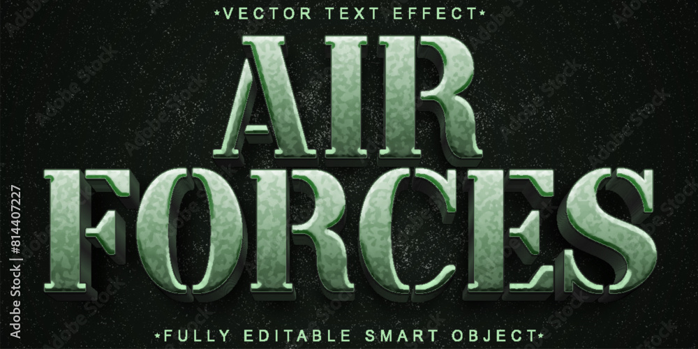 Poster green camo air forces army vector fully editable smart object text effect