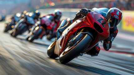 Obraz premium motor cycle racing circuit, in a competition