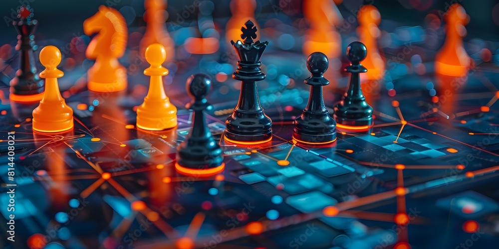 Poster challenging digital network security board game with chess like strategy and cyberthreat analysis
