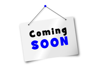 Vector Illustration Red Banner coming soon With megaphone. Web Element