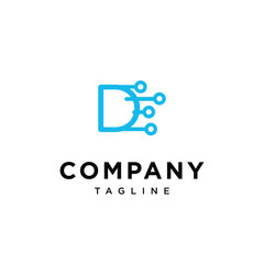 Letter D circuit Electric logo icon vector template.eps