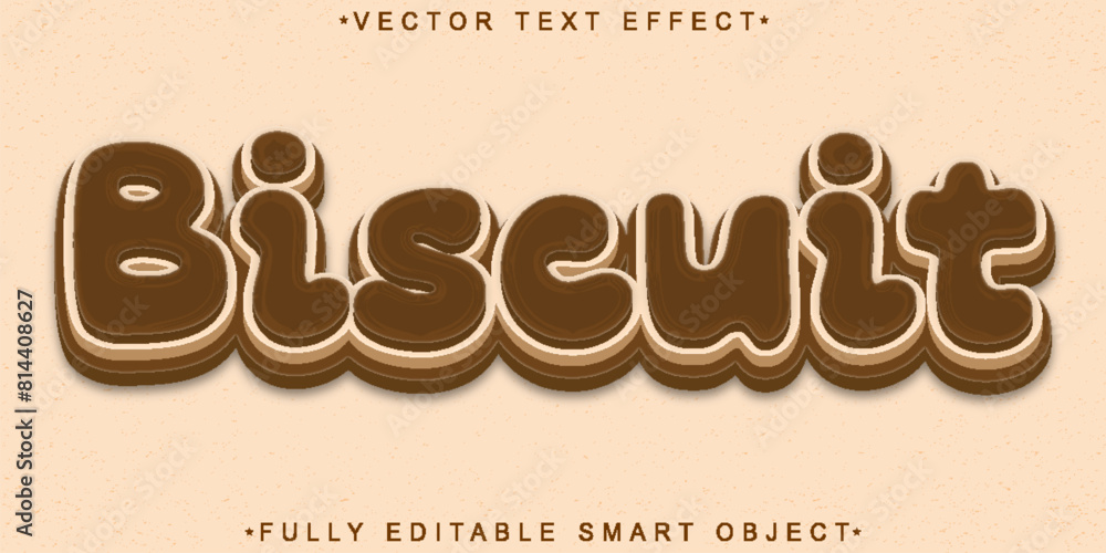 Poster cartoon sweet biscuit choco vector fully editable smart object text effect