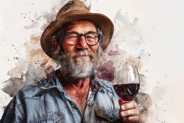 Portraits of Winemakers in Action in Watercolor Farmhouse Chic