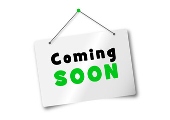 Vector Illustration Red Banner coming soon With megaphone. Web Element