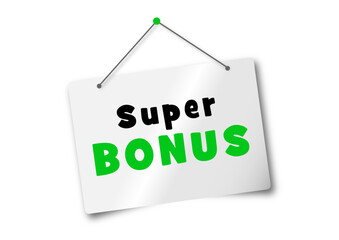 Vector Illustration Red Banner super bonus With megaphone. Web Element