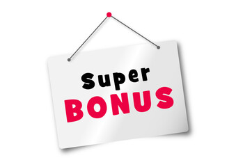 Vector Illustration Red Banner super bonus With megaphone. Web Element