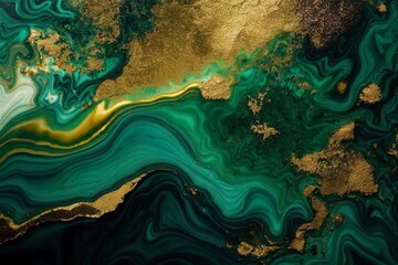Digitally Created Liquid Paint Design green background