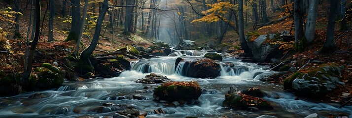 Mountain stream realistic nature and landscape